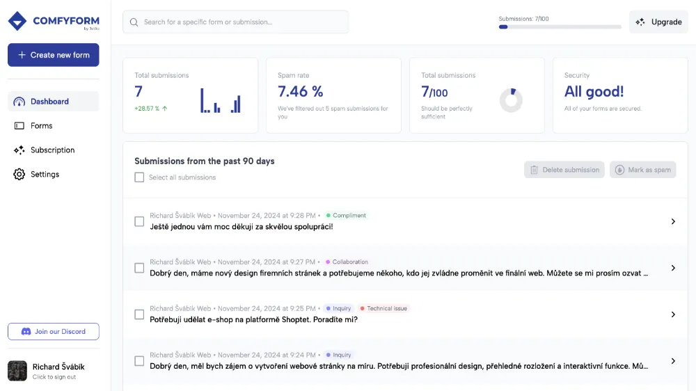 Comfyform app project screenshot