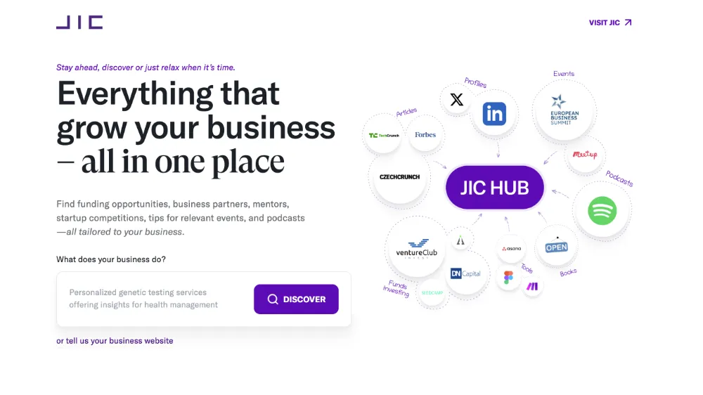 JIC HUB web project screenshot